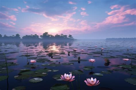 The Lotus Pond - An Impressionistic Masterpiece Depicting Tranquil Beauty and Serene Reflection!